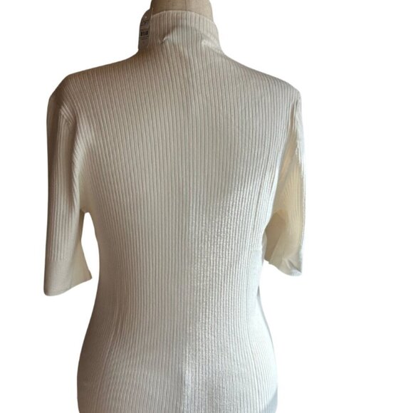 NWT LOFT Ribbed Shoulder Button Mock Neck Sweater Women's XL/12 Cream White - Picture 5 of 9